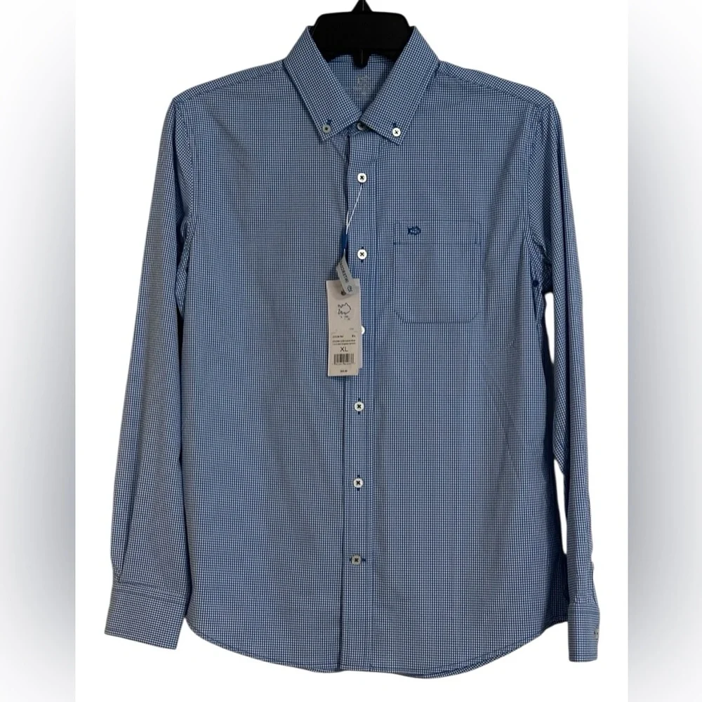 NWT Southern Tide Boys Intercoastal Mini Gingham Button Down Shirt -‎ Size XL